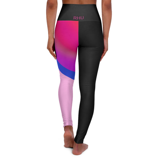 Multi Pink Blue High Waisted Yoga Leggings RHU Light Pink Black