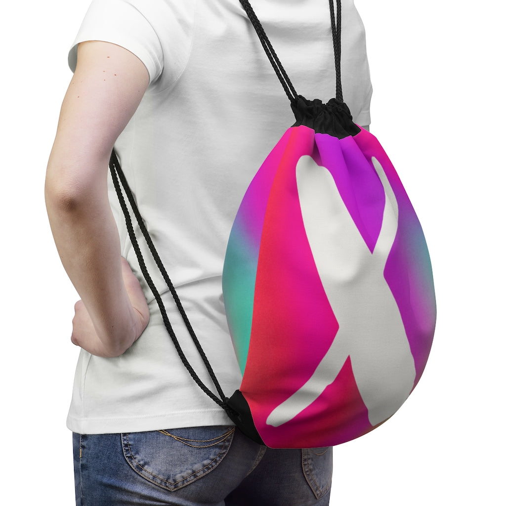 Pink Duo Tone X Drawstring Bag