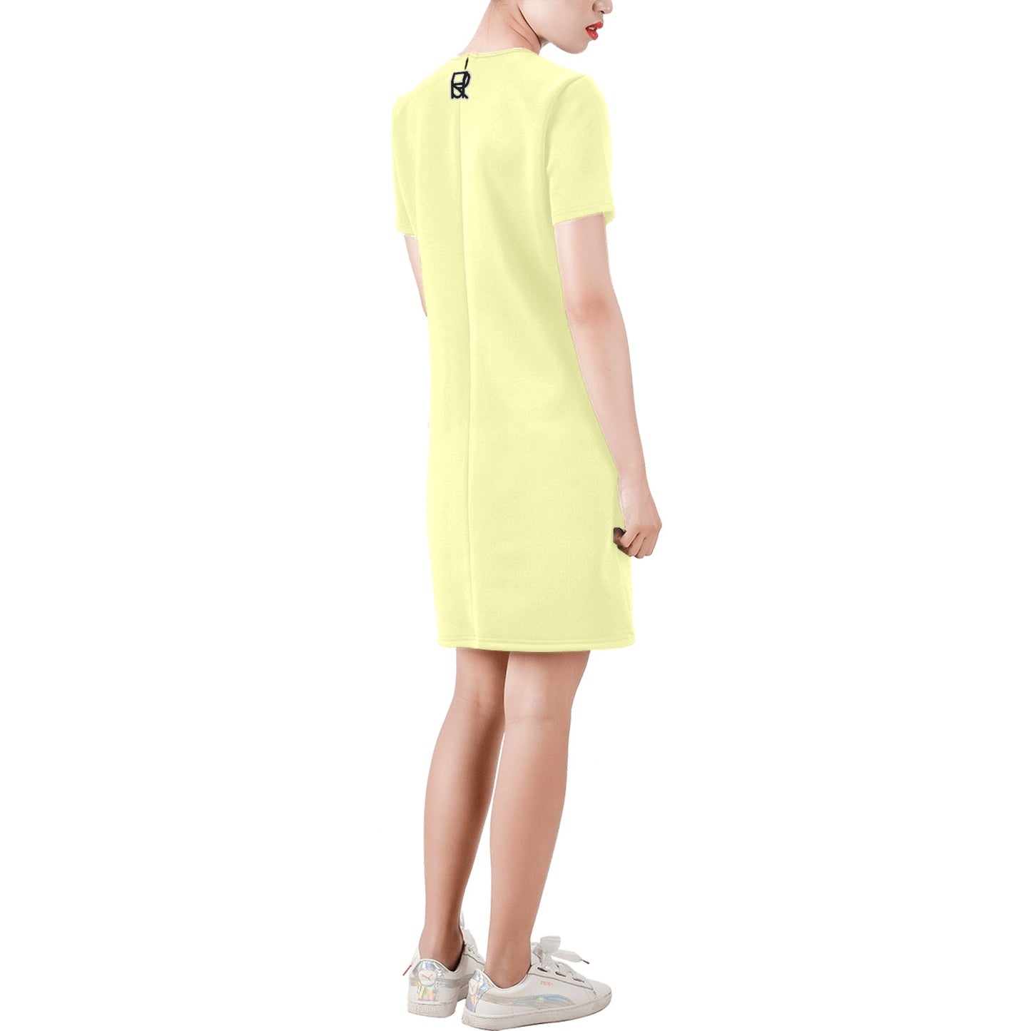 Pale yellow grey A Line Dress