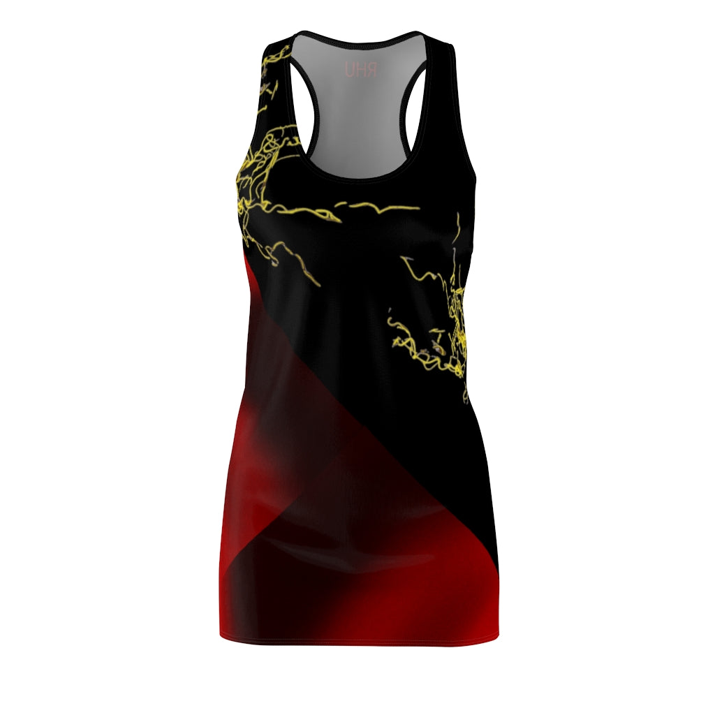 Gold Electric Lights Women's Cut & Sew Racerback Red Fading Dress Black