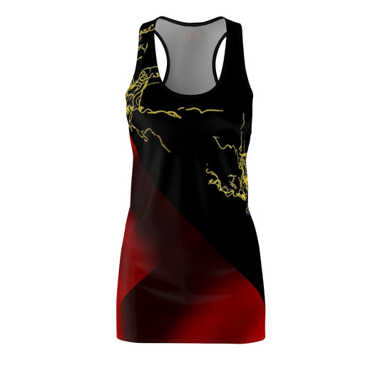 Gold Electric Lights Women's Cut & Sew Racerback Red Fading Dress Black