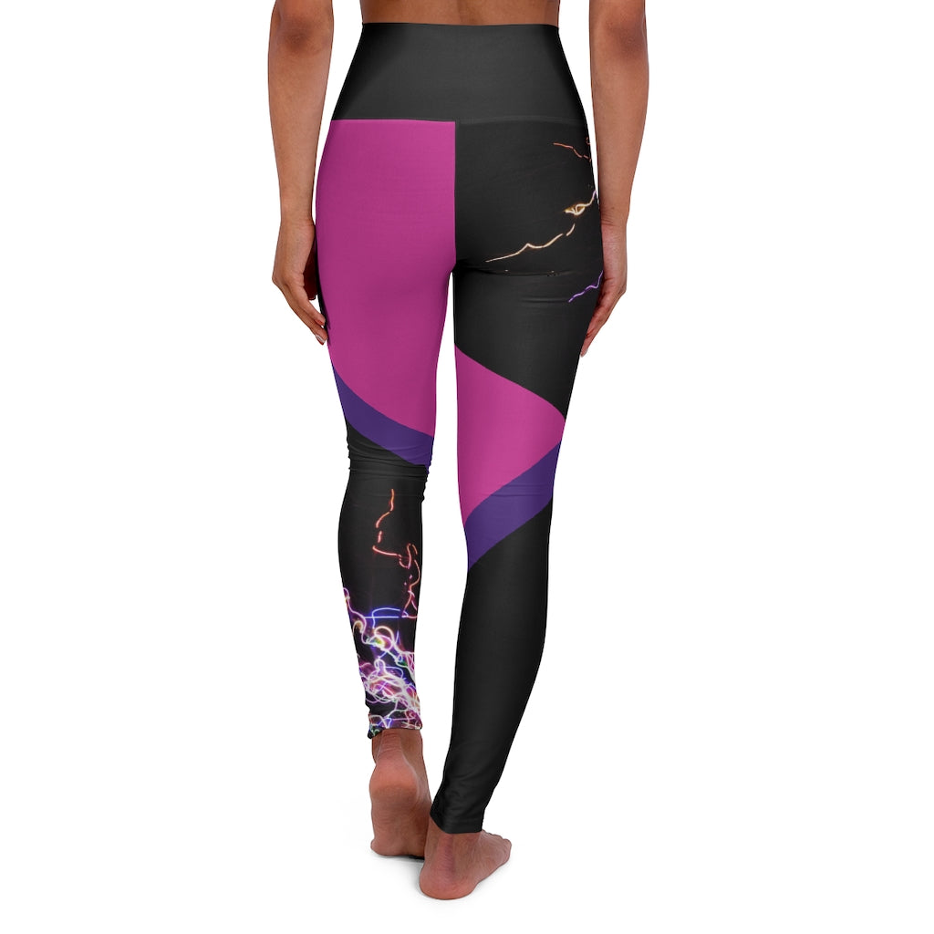 Electric Lights Est High Waisted Yoga Leggings Dark Pink