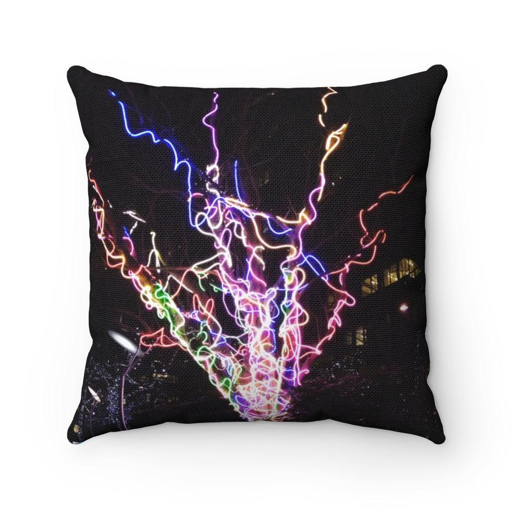 Electric Lights London Spun Polyester Square Pillow