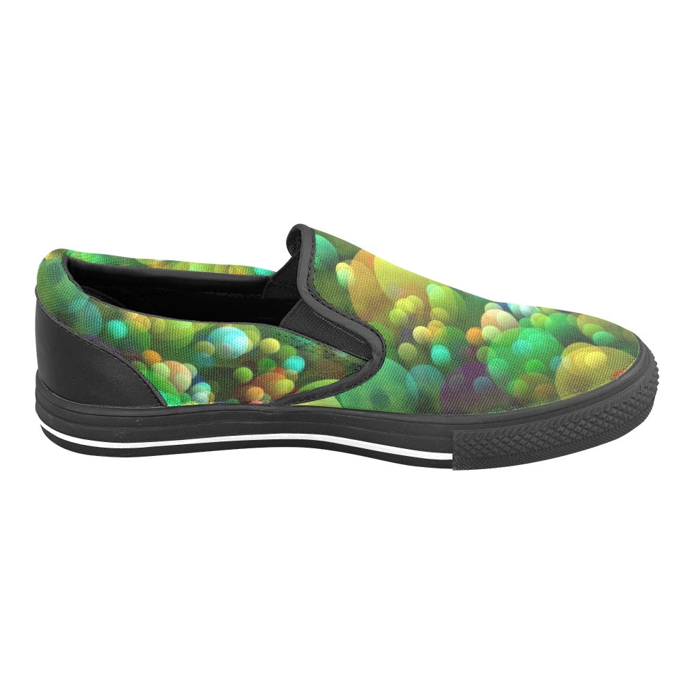 Super Comfortable Stylish Slip-On Shoes Green Bubbles