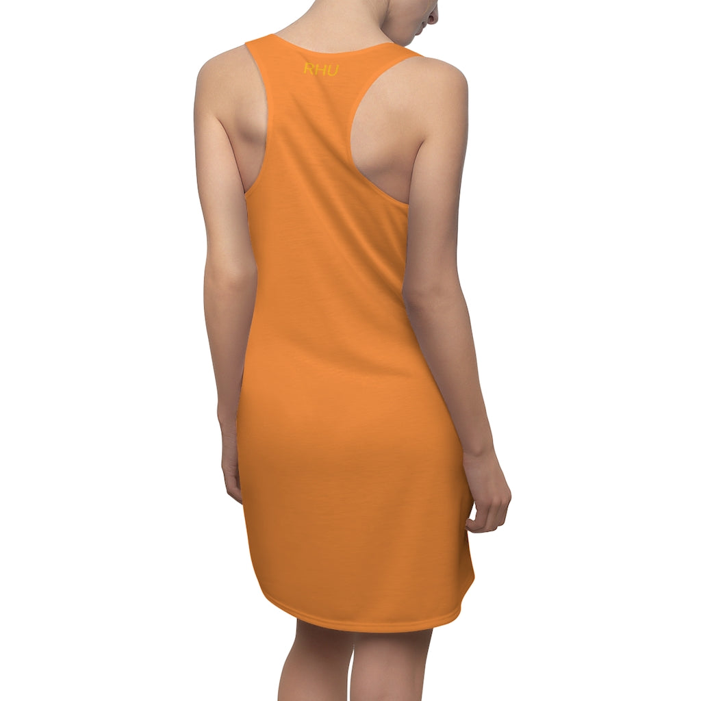 Gold Electric Lights Women's Cut & Sew Racerback Dress Pale Orange Yellow Duo Tone