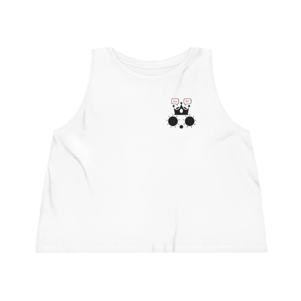 100%Organic Cotton Women's Dancer Cropped Tank Top Cat Sleep Eat SMALL PRINT