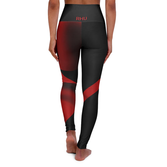 High Waisted Yoga Leggings Fading Red Black/Black RHU