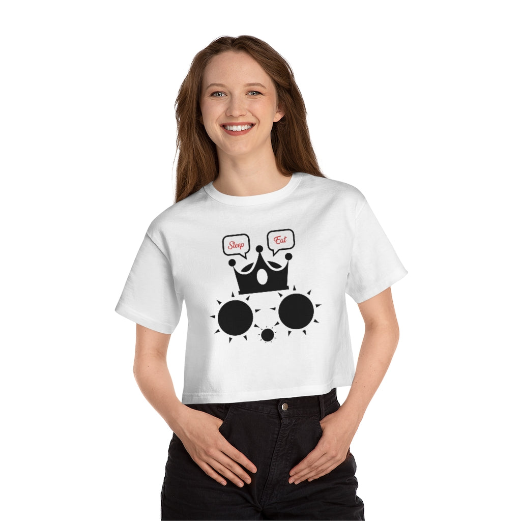 Champion Women's Heritage Cropped T-Shirt Cat Sleep Eat